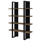 Danbrook 71-inch 4-shelf Bookshelf Black and Aged Walnut - Tampa Furniture Outlet