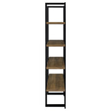 Danbrook 71-inch 4-shelf Bookshelf Black and Aged Walnut - Tampa Furniture Outlet