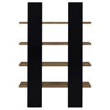 Danbrook 71-inch 4-shelf Bookshelf Black and Aged Walnut - Tampa Furniture Outlet