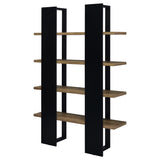 Danbrook 71-inch 4-shelf Bookshelf Black and Aged Walnut - Tampa Furniture Outlet