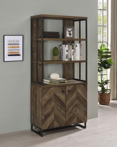 Millbrook 71-inch 2-door Storage Bookshelf Rustic Oak - Tampa Furniture Outlet