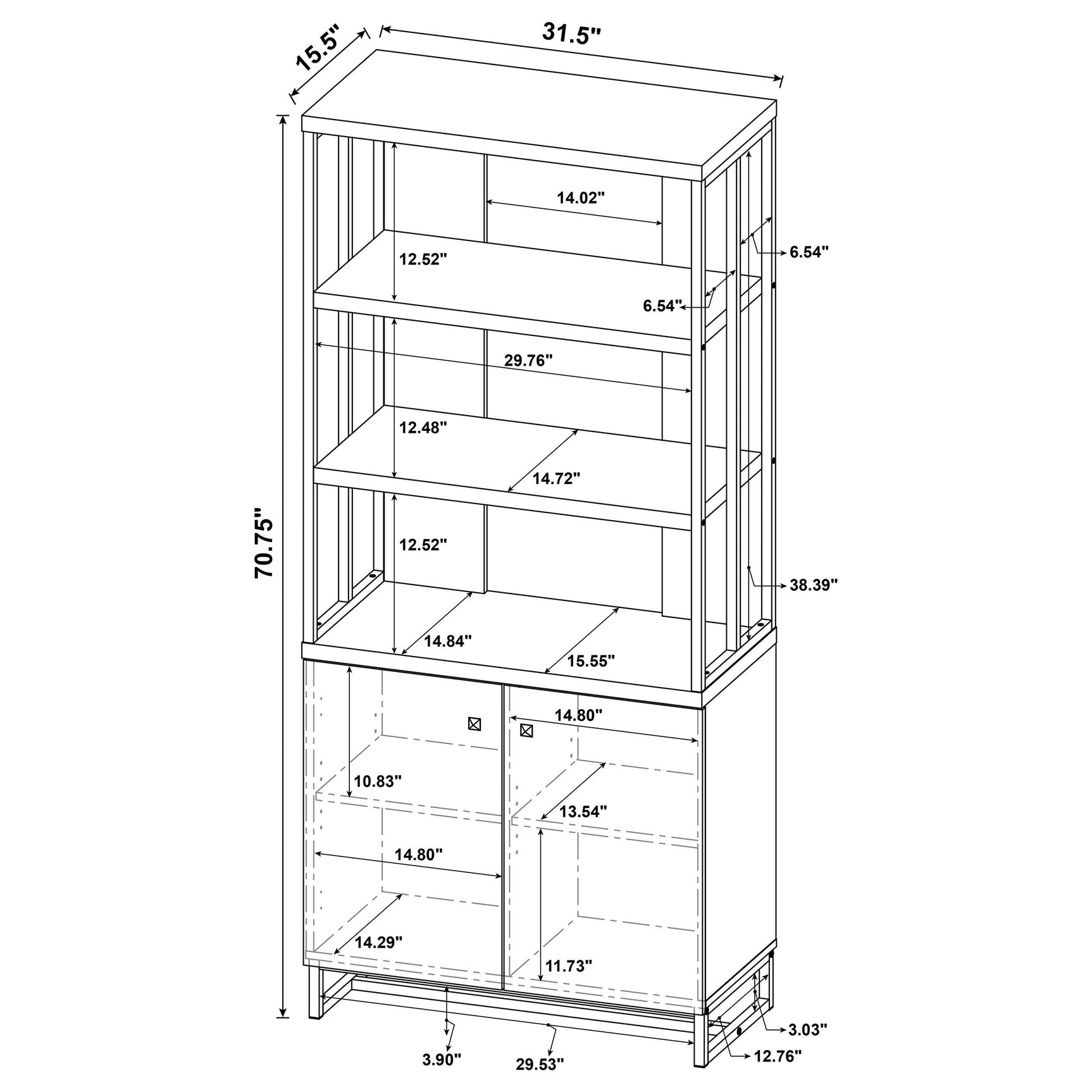 Millbrook 71-inch 2-door Storage Bookshelf Rustic Oak - Tampa Furniture Outlet