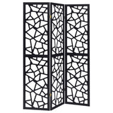 Tampa Furniture Outlet - Coaster - Nailan 3-Panel Room Divider Folding Screen Black Open Mosaic - 900092