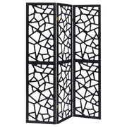 Tampa Furniture Outlet - Coaster - Nailan 3-Panel Room Divider Folding Screen Black Open Mosaic - 900092