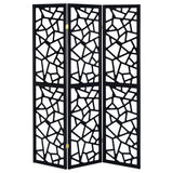 Nailan 3-Panel Room Divider Folding Screen Black Open Mosaic - Tampa Furniture Outlet