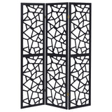 Nailan 3-Panel Room Divider Folding Screen Black Open Mosaic - Tampa Furniture Outlet