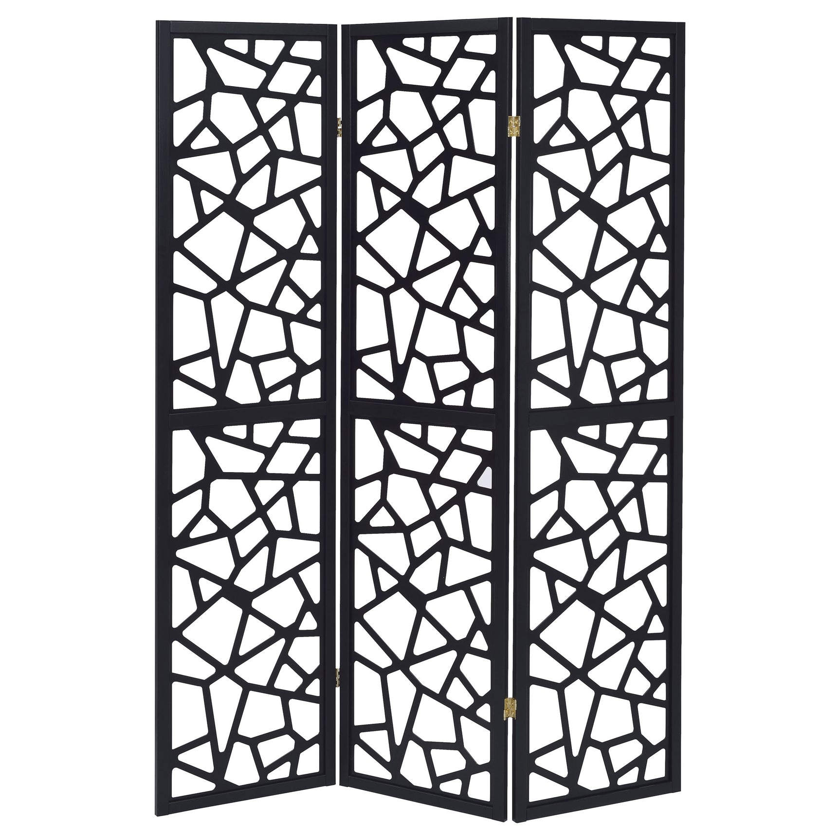 Nailan 3-Panel Room Divider Folding Screen Black Open Mosaic - Tampa Furniture Outlet