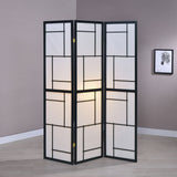Damis 3-Panel Room Divider Folding Shoji Screen Black - Tampa Furniture Outlet