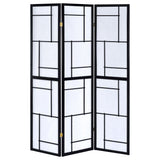 Damis 3-Panel Room Divider Folding Shoji Screen Black - Tampa Furniture Outlet