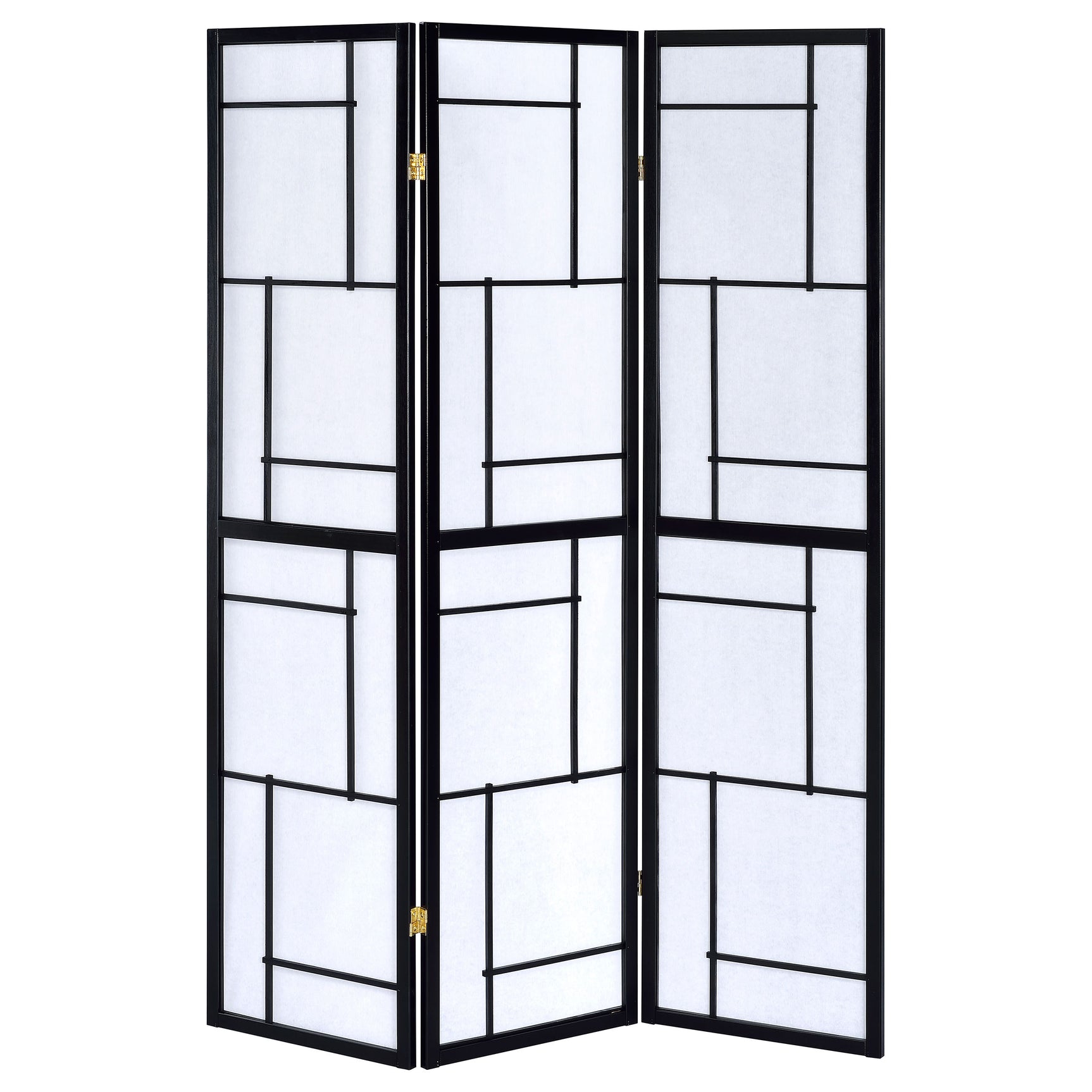Damis 3-Panel Room Divider Folding Shoji Screen Black - Tampa Furniture Outlet