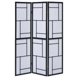 Damis 3-Panel Room Divider Folding Shoji Screen Black - Tampa Furniture Outlet