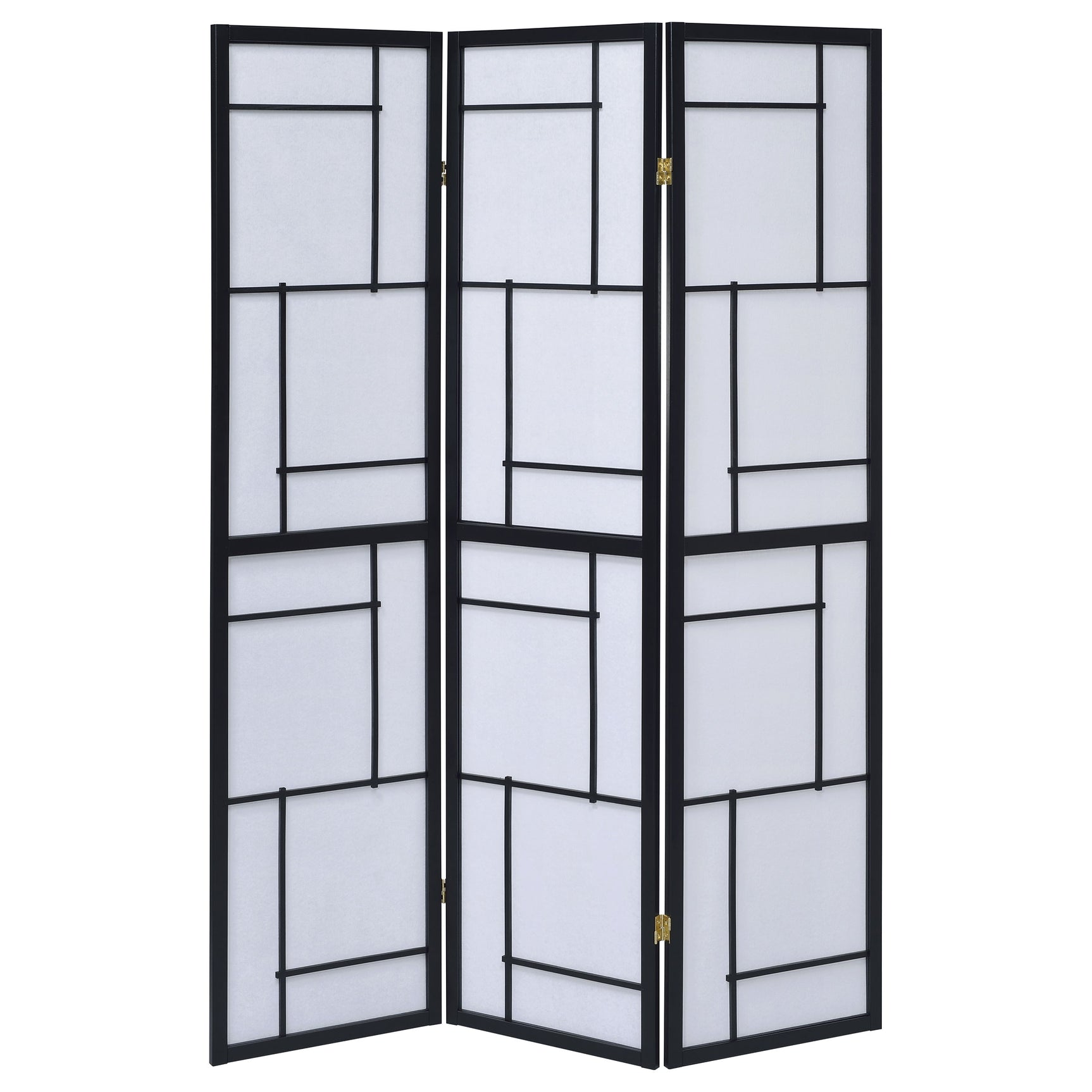 Damis 3-Panel Room Divider Folding Shoji Screen Black - Tampa Furniture Outlet