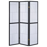 Damis 3-Panel Room Divider Folding Shoji Screen Black - Tampa Furniture Outlet