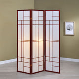 Katerina 3-Panel Room Divider Folding Shoji Screen Cherry - Tampa Furniture Outlet