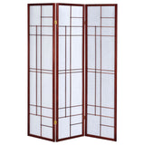 Katerina 3-Panel Room Divider Folding Shoji Screen Cherry - Tampa Furniture Outlet