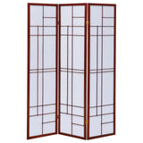 Katerina 3-Panel Room Divider Folding Shoji Screen Cherry - Tampa Furniture Outlet