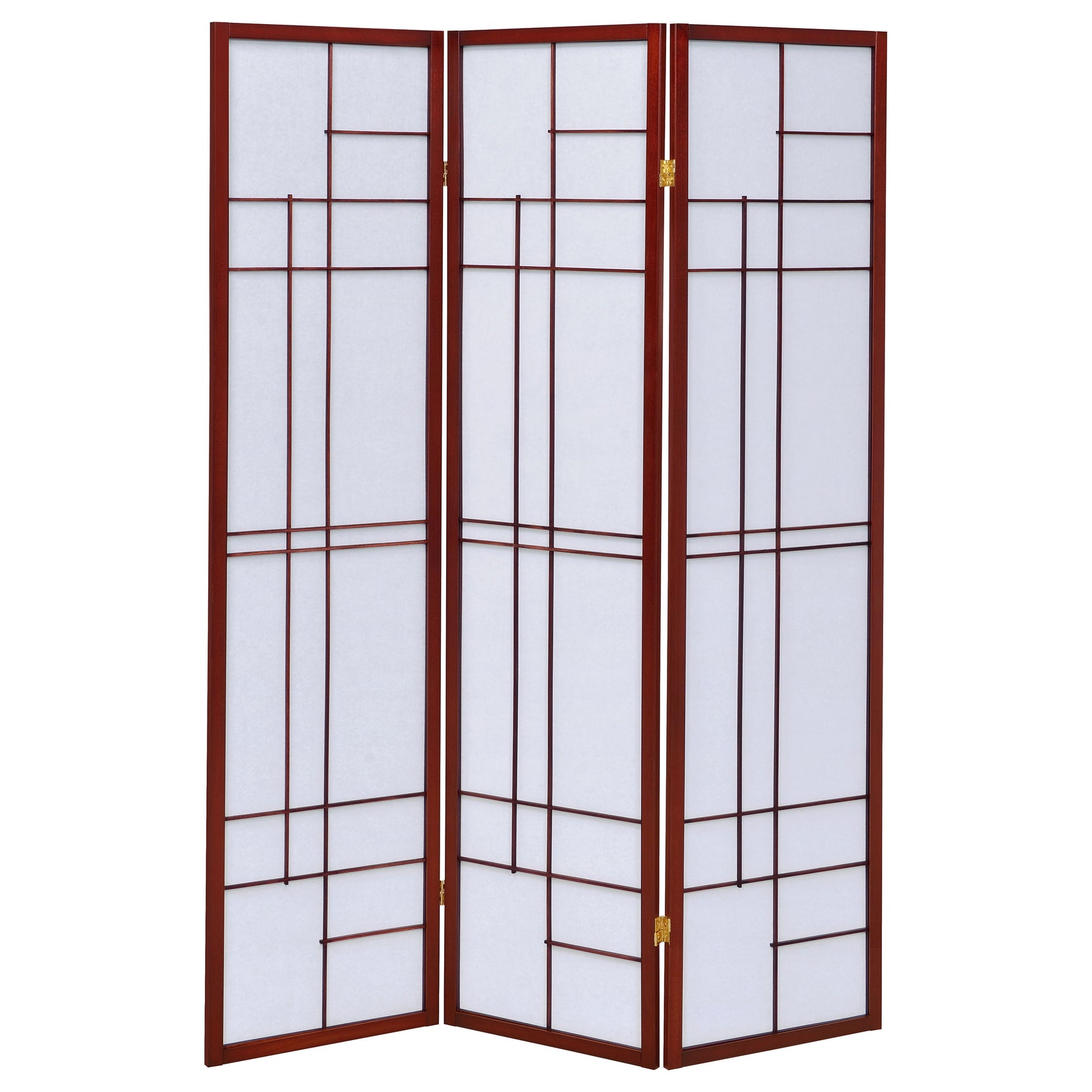 Katerina 3-Panel Room Divider Folding Shoji Screen Cherry - Tampa Furniture Outlet