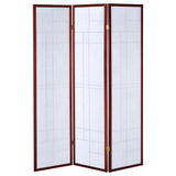 Katerina 3-Panel Room Divider Folding Shoji Screen Cherry - Tampa Furniture Outlet