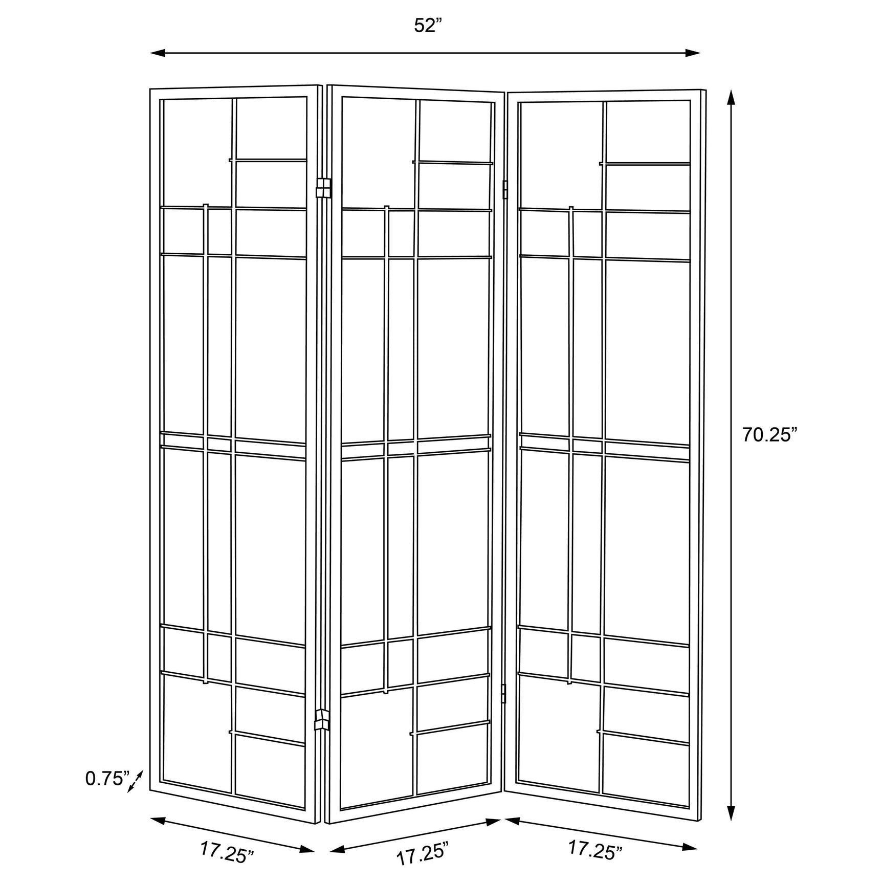 Katerina 3-Panel Room Divider Folding Shoji Screen Cherry - Tampa Furniture Outlet