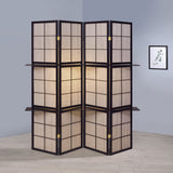 Iggy 4-Panel Room Divider Folding Shoji Screen Cappuccino - Tampa Furniture Outlet