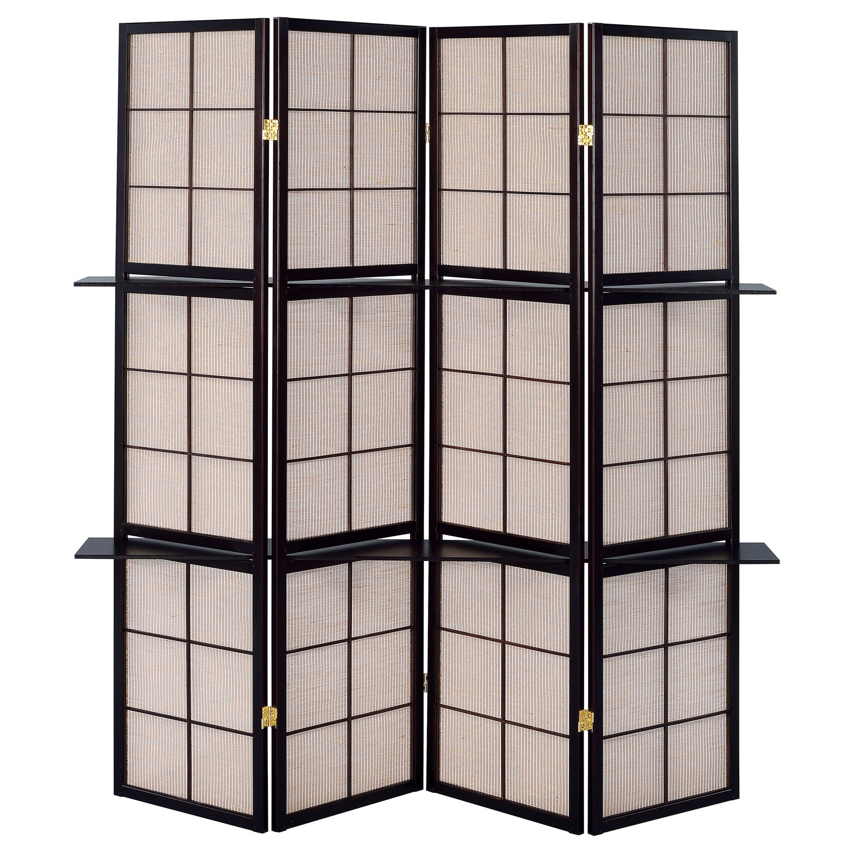 Iggy 4-Panel Room Divider Folding Shoji Screen Cappuccino - Tampa Furniture Outlet