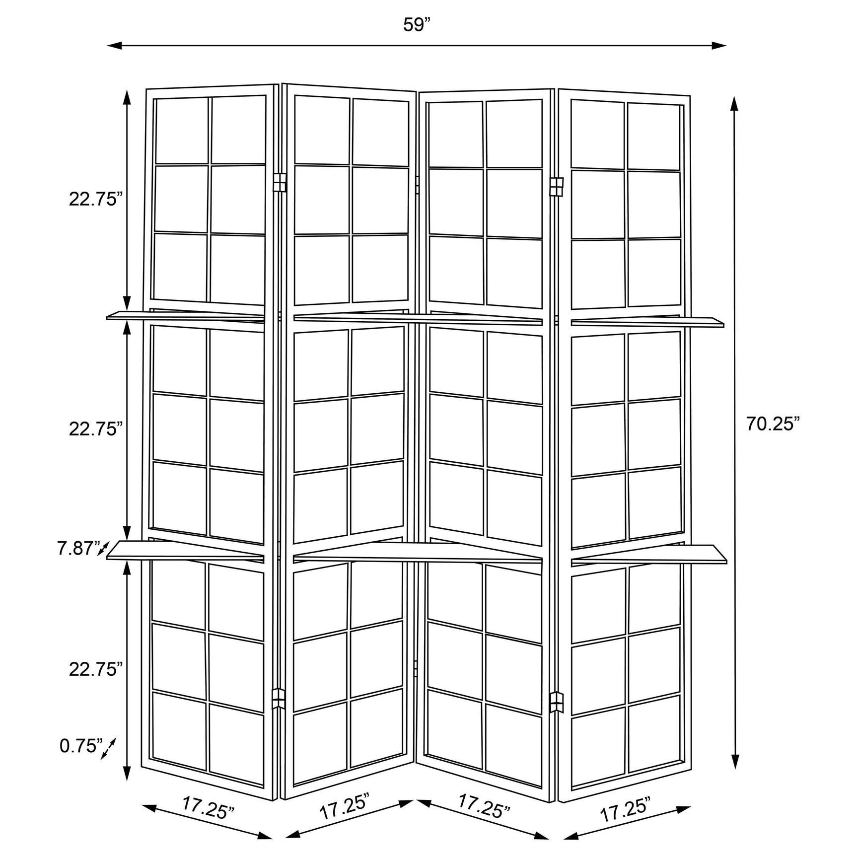 Iggy 4-Panel Room Divider Folding Shoji Screen Cappuccino - Tampa Furniture Outlet