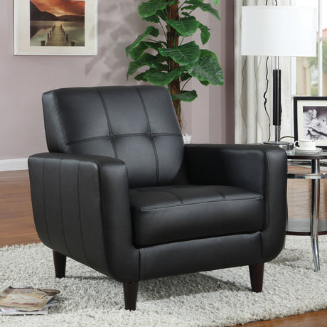 Aaron Upholstered Track Arm Tufted Accent Chair Black - Tampa Furniture Outlet