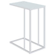 Tampa Furniture Outlet - Coaster - Stella White Glass Top C-Shaped Sofa Side Table Chrome - 900250