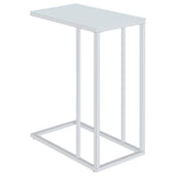 Tampa Furniture Outlet - Coaster - Stella White Glass Top C-Shaped Sofa Side Table Chrome - 900250