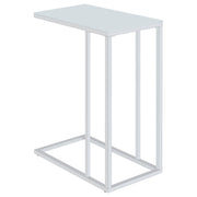 Tampa Furniture Outlet - Coaster - Stella White Glass Top C-Shaped Sofa Side Table Chrome - 900250