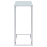 Stella White Glass Top C-Shaped Sofa Side Table Chrome - Tampa Furniture Outlet