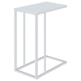 Stella White Glass Top C-Shaped Sofa Side Table Chrome - Tampa Furniture Outlet