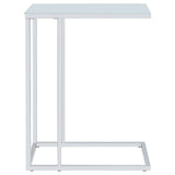 Stella White Glass Top C-Shaped Sofa Side Table Chrome - Tampa Furniture Outlet