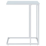 Stella White Glass Top C-Shaped Sofa Side Table Chrome - Tampa Furniture Outlet
