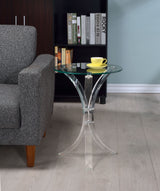 Laning Round Glass Top Acrylic Side Table Clear - Tampa Furniture Outlet
