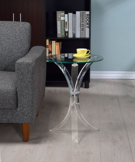 Laning Round Glass Top Acrylic Side Table Clear - Tampa Furniture Outlet