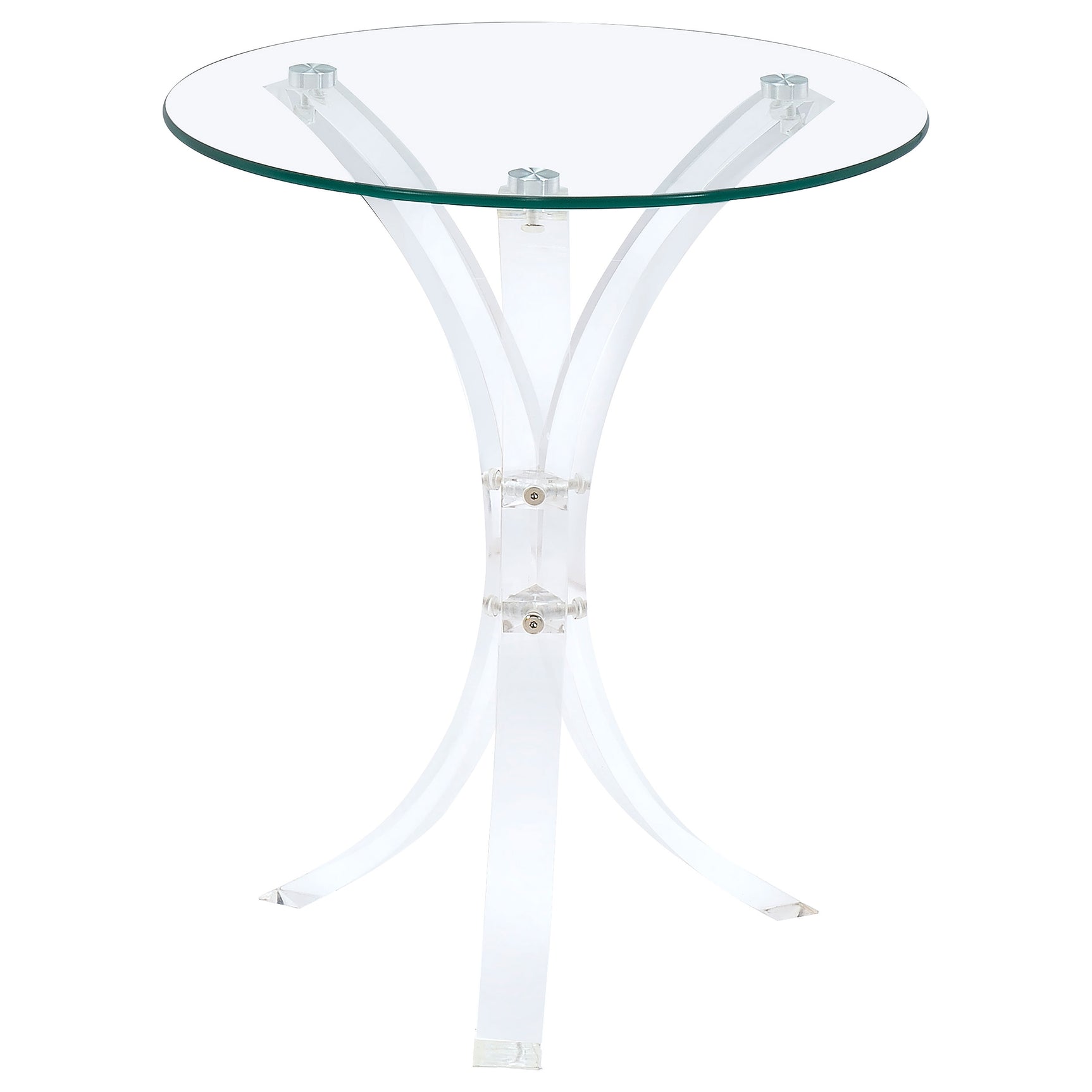 Laning Round Glass Top Acrylic Side Table Clear - Tampa Furniture Outlet