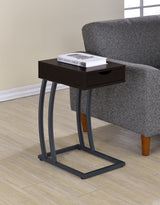 Troy 1-drawer C-Shaped Side Table Power Outlet Cappuccino - Tampa Furniture Outlet
