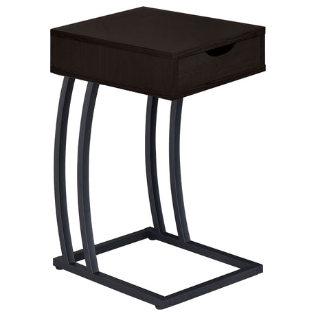 Tampa Furniture Outlet - Coaster - Troy 1-drawer C-Shaped Side Table Power Outlet Cappuccino - 900578