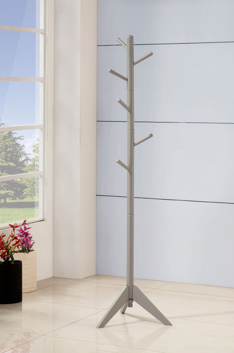 Devlin 6 Hook Freestanding Wood Coat Rack Hat Hanger Grey - Tampa Furniture Outlet