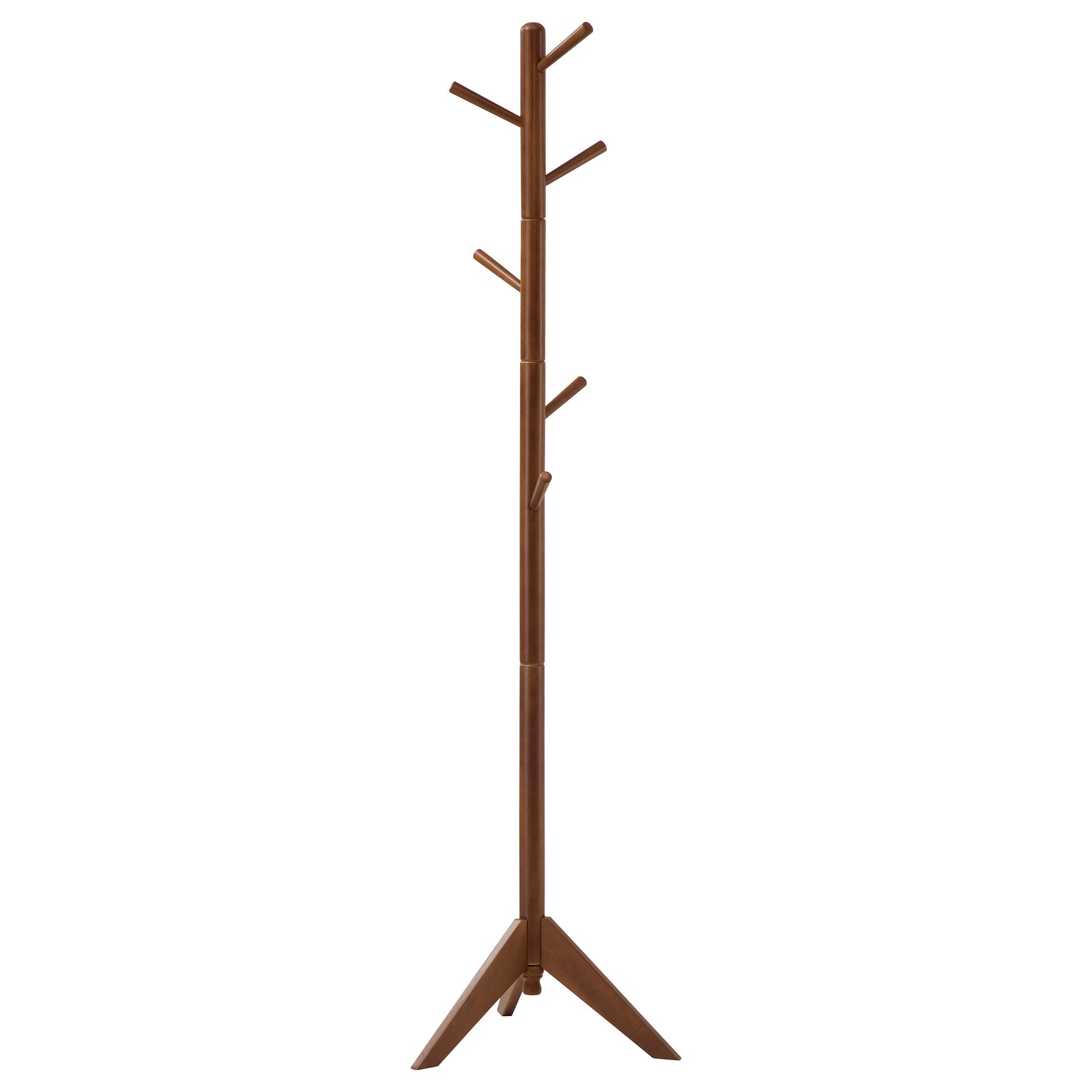 Tampa Furniture Outlet - Coaster - Devlin 6 Hook Freestanding Wood Coat Rack Hat Hanger Walnut - 900633