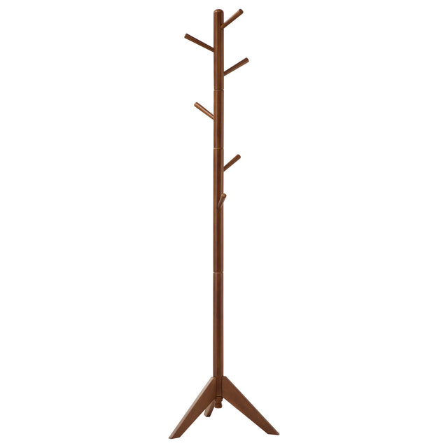 Tampa Furniture Outlet - Coaster - Devlin 6 Hook Freestanding Wood Coat Rack Hat Hanger Walnut - 900633