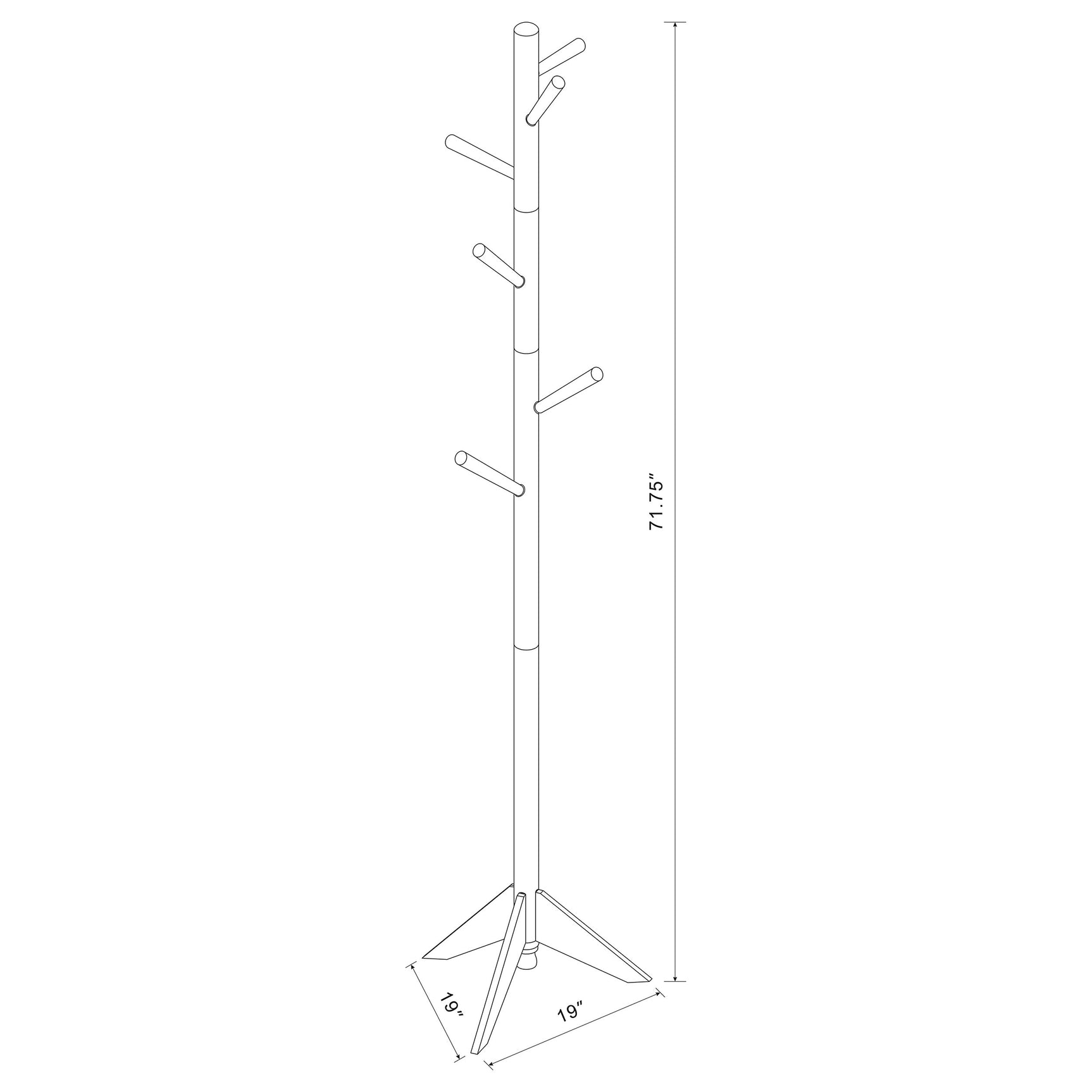 Devlin 6 Hook Freestanding Wood Coat Rack Hat Hanger Walnut - Tampa Furniture Outlet