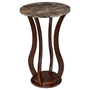 Tampa Furniture Outlet - Coaster - Elton Round Faux Marble Top Plant Stand Brown - 900926