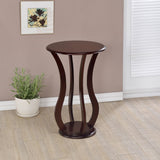 Elton Round Wood Top Accent Plant Stand Cherry - Tampa Furniture Outlet