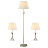 Tampa Furniture Outlet - Coaster - Griffin 3-piece Floor and Table Lamp Set Brushed Nickel - 901235