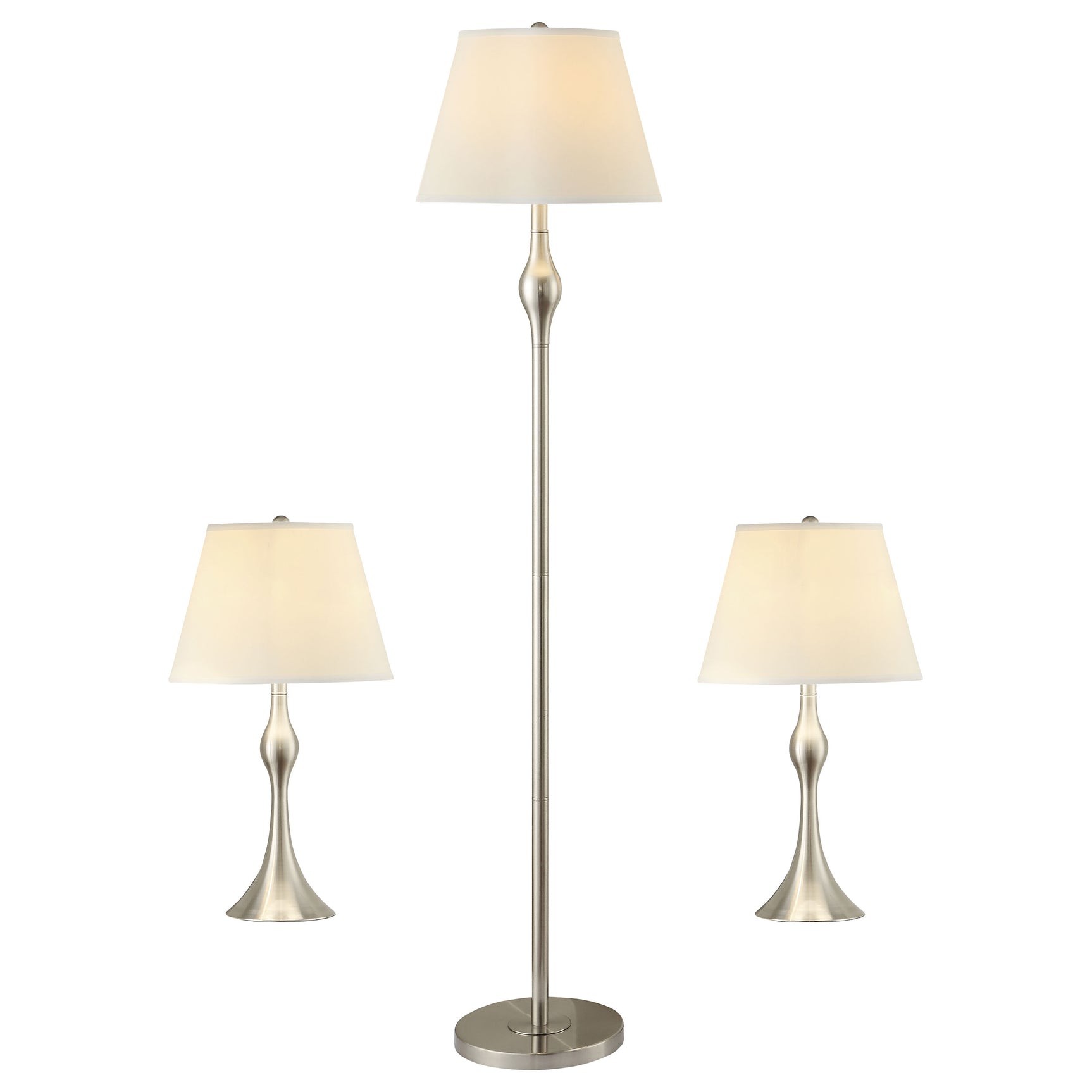 Tampa Furniture Outlet - Coaster - Griffin 3-piece Floor and Table Lamp Set Brushed Nickel - 901235