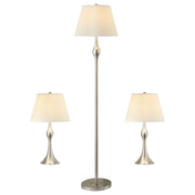 Tampa Furniture Outlet - Coaster - Griffin 3-piece Floor and Table Lamp Set Brushed Nickel - 901235