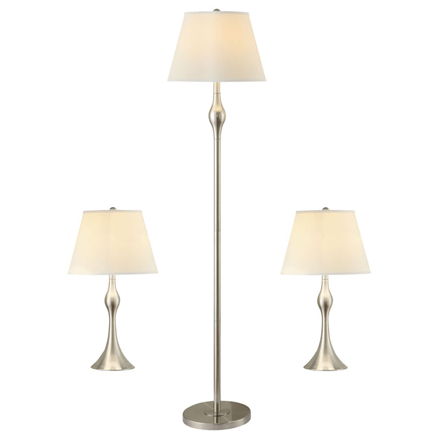 Tampa Furniture Outlet - Coaster - Griffin 3-piece Floor and Table Lamp Set Brushed Nickel - 901235