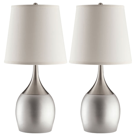 Tampa Furniture Outlet - Coaster - Tenya 24-inch Empire Shade Urn Table Lamp Silver (Set of 2) - 901471